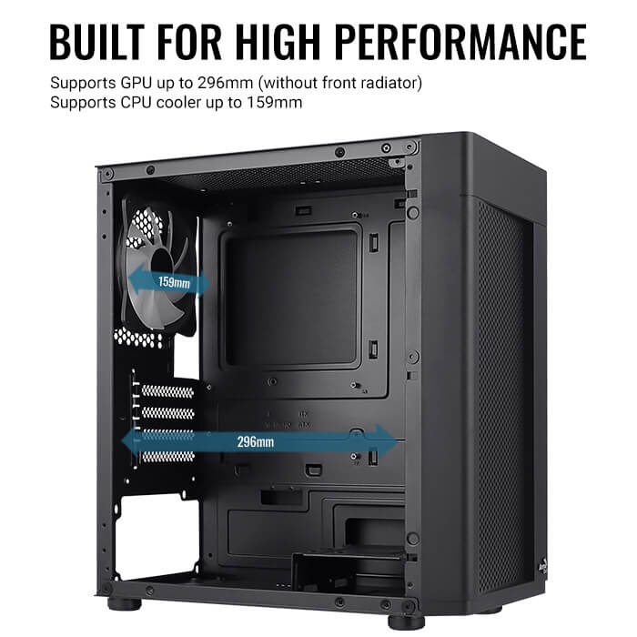 Casing AEROCOOL HEXFORM Include 3 FAN Fixed RGB M-ATX Black Matte | ITECHBALI