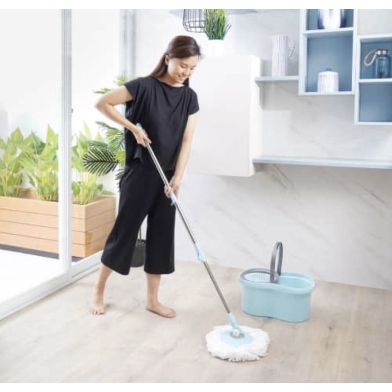 PROCLEAN SET ALAT PEL PUTAR DENGAN EMBER/ACE SPIN MOP BLUE/ACE ALAT PEL SPIN MOP