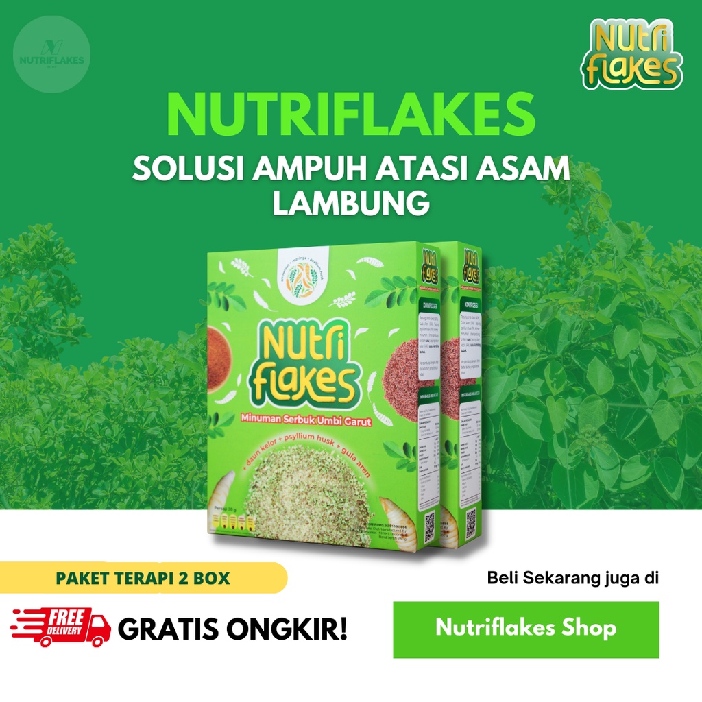 

NUTRIFLAKES SEREAL UMBI GARUT WITH PSYILIUM HUSK & DAUN KELOR 2 BOX 280gr SOLUSI ASAM LAMBUNG DAN MAAG SEMBUH MAKANAN SEREAL SEHAT DAN AMAS ASLI ORIGINAL 100% TERLARIS BEST SELLER