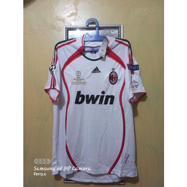 jersey ac milan retro final athens 2007 full patch ucl & namset kaka Size M