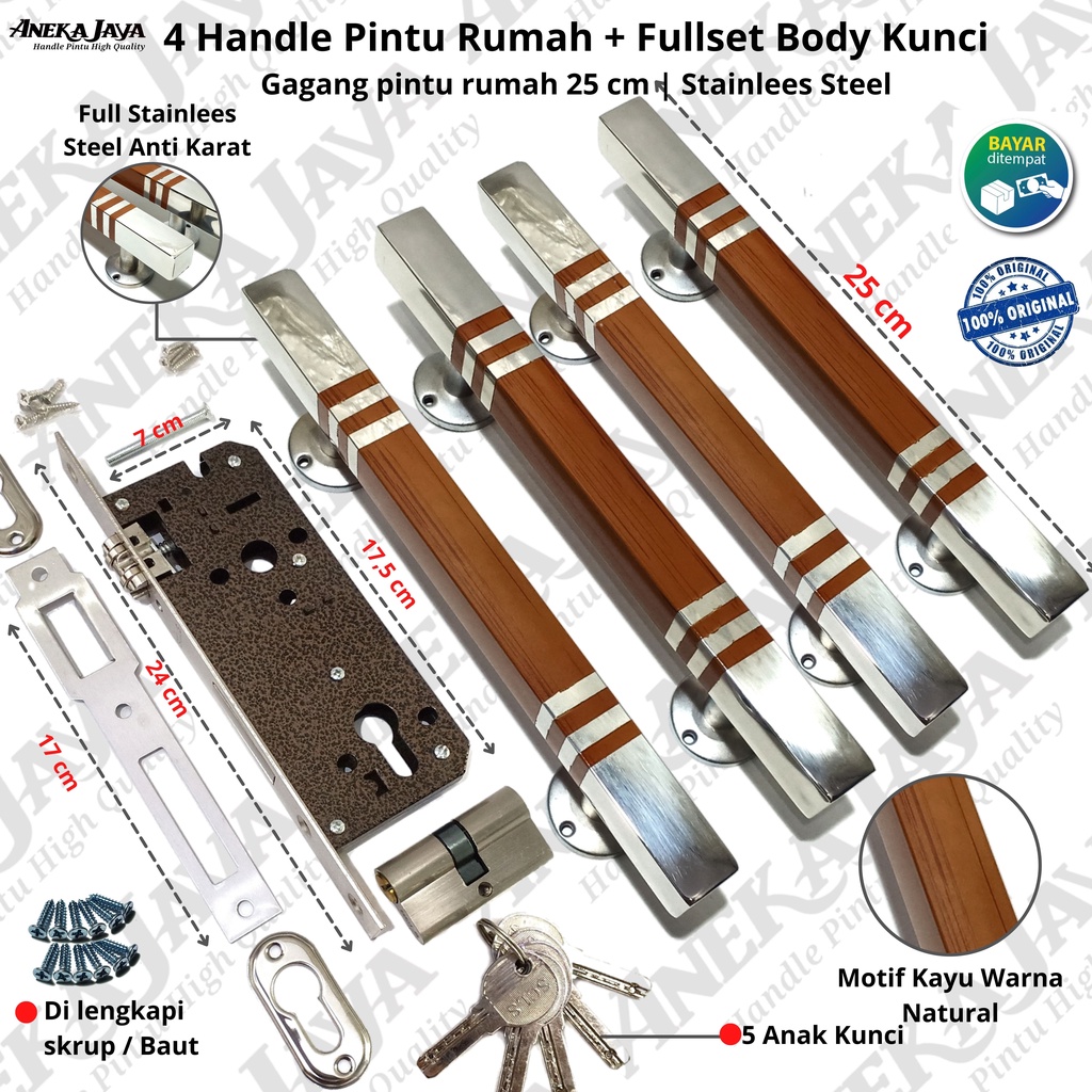 1 satu set Handle kunci pintu rumah 25 cm | Gagang Pintu rumah terbaik murah  | Tarikan Pintu rumah | Pegangan Pintu rumah