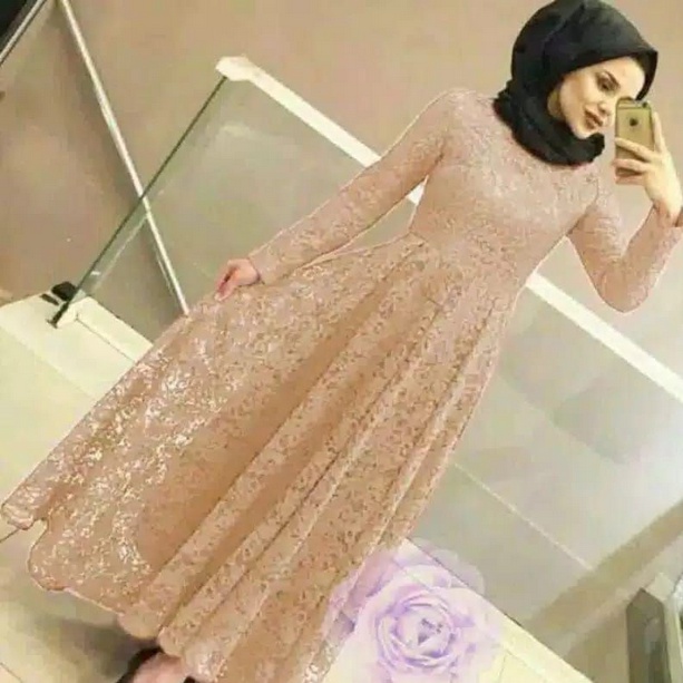 YUNI MAXI DRESS BRUKAT SIMPLE READY 3 UKURAN M L XL-COKSU