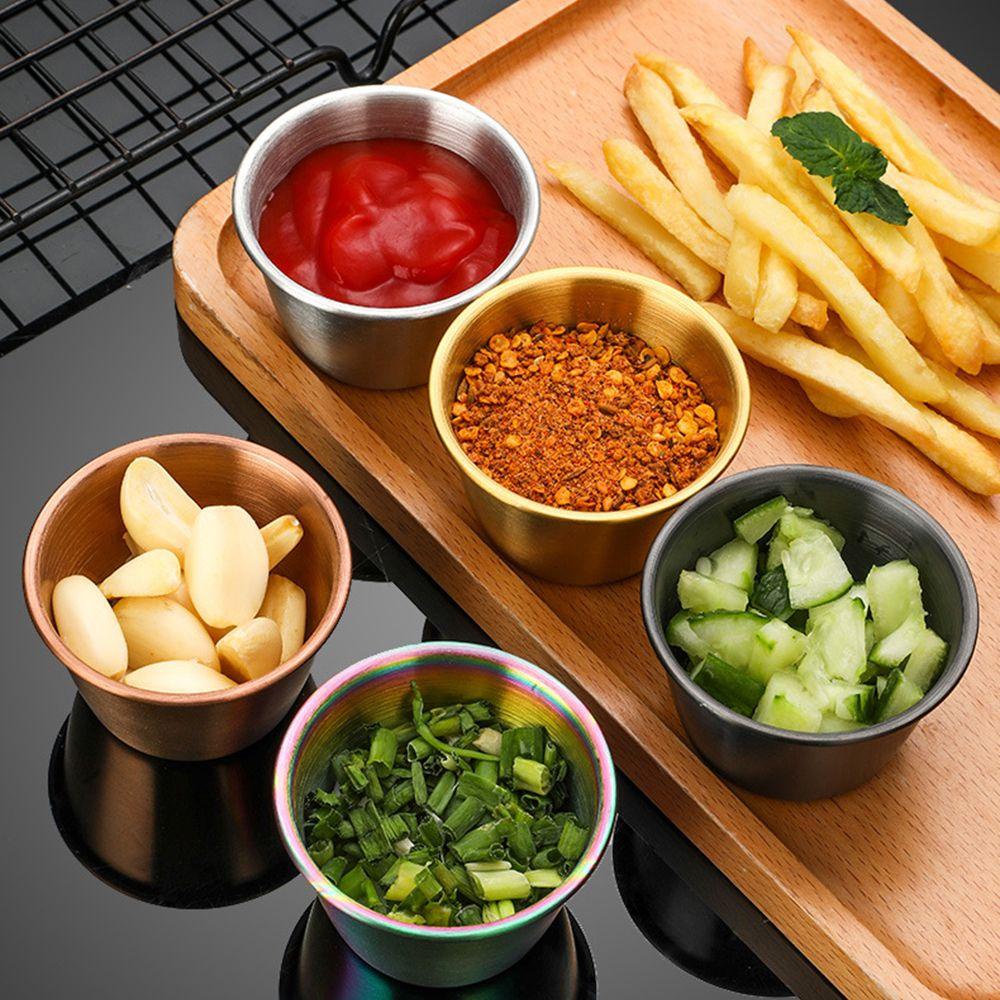 Solighter 2pcs Cangkir Saos Mini Organisasi Rumah Subpaket Mangkuk Bumbu Piring Restoran Botol Piring Wadah Saus