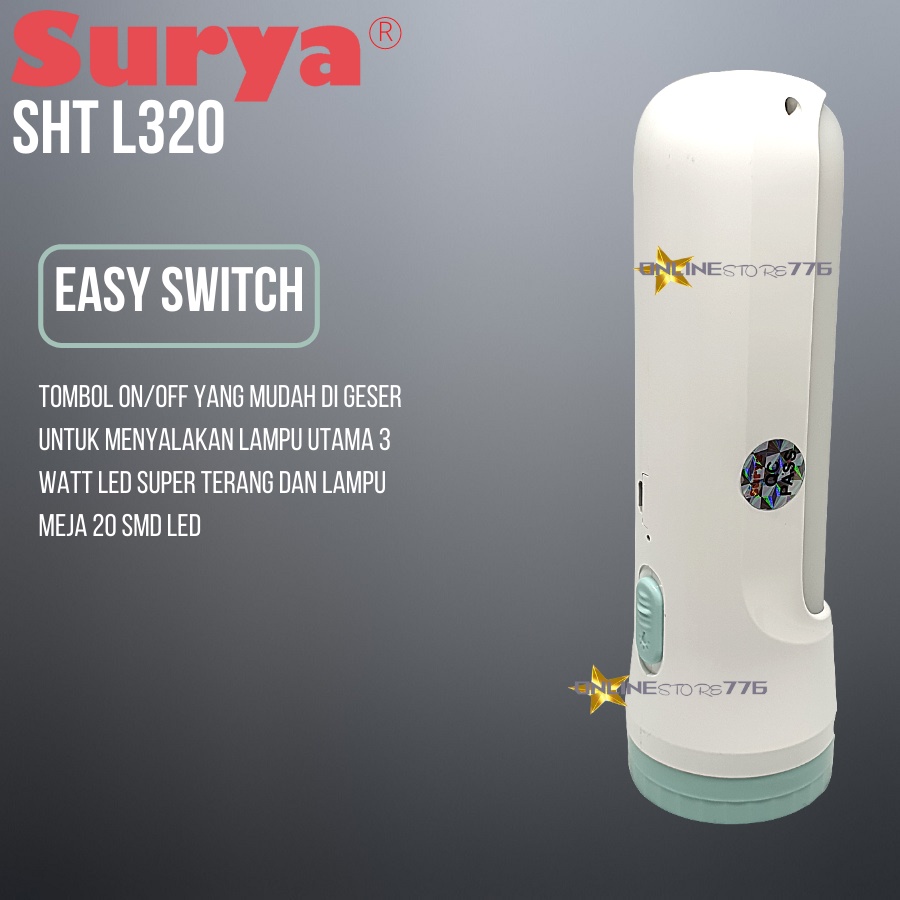 LAMPU EMERGENCY LAMPU DARURAT / SURYA / SHT L320 / SENTER / EMERGENCY LAMP / SURYA SHT L320 / LAMPU EMERGENCY SURYA / RECHARGEABLE