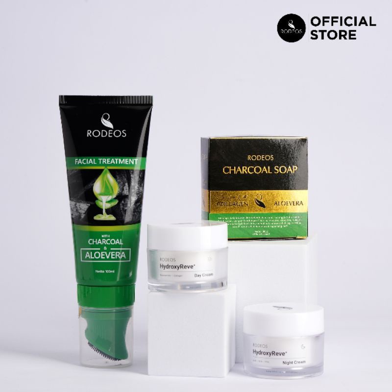 Rodeos HydroxyReve+ Day &amp; Night Cream - Paket Cream Muka untuk Kulit Cerah &amp; Bebas Jerawat