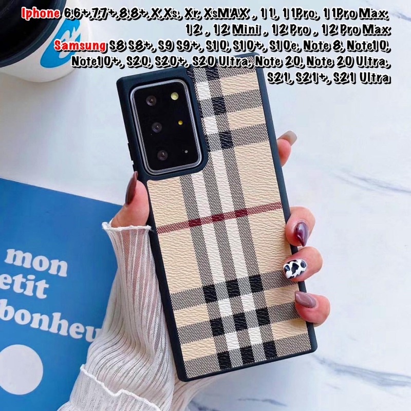 Burberry Leather Case Iphone 11 12 PRO MAX X XR Samsung S8 S9 plus Note 8 S10 10 20 S21 S20 Ultra S9