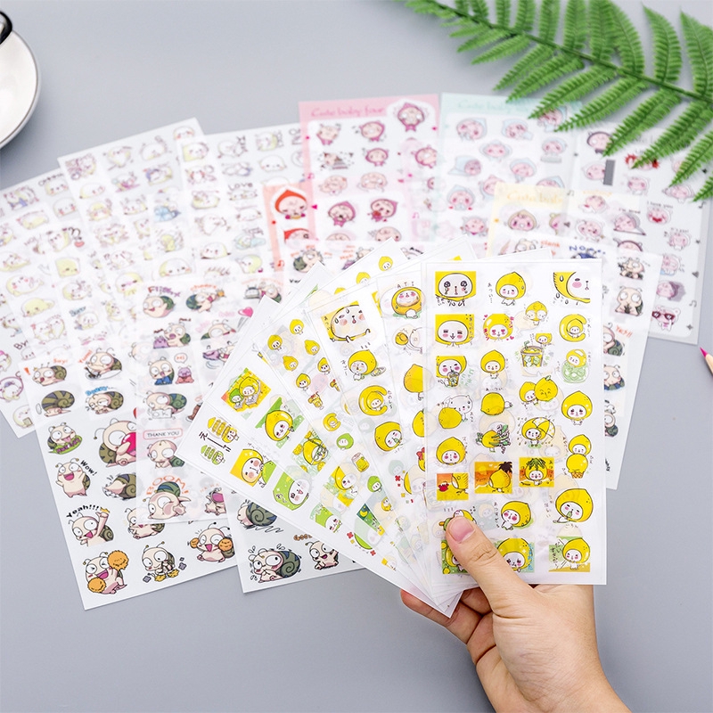 

6 Lembar / Lot Stiker Motif Kartun Hewan Lucu untuk Dekorasi