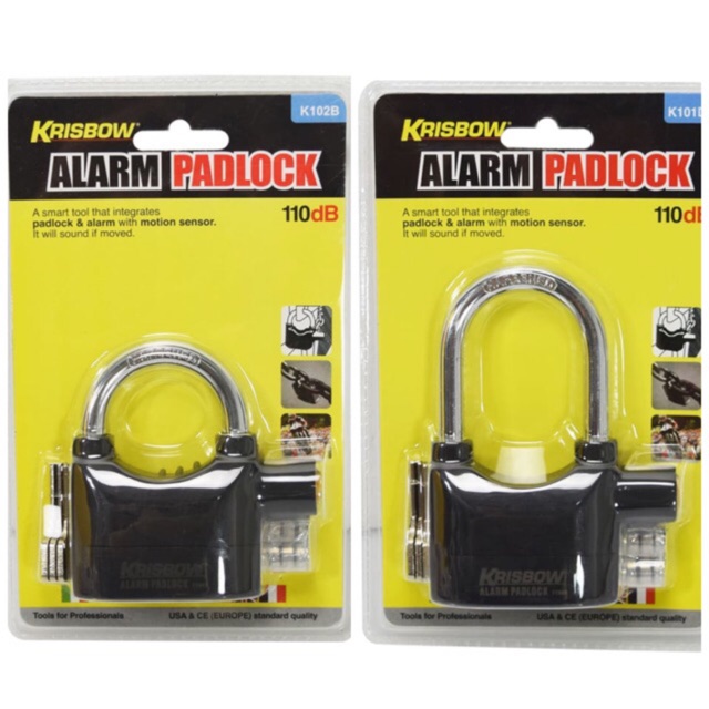 GEMBOK ALARM ANTI MALING KRISBOW ORIGINAL PADLOCK SENSOR GETAR 110DB KUNCI PAGAR RUMAH TAHAN AIR ORI