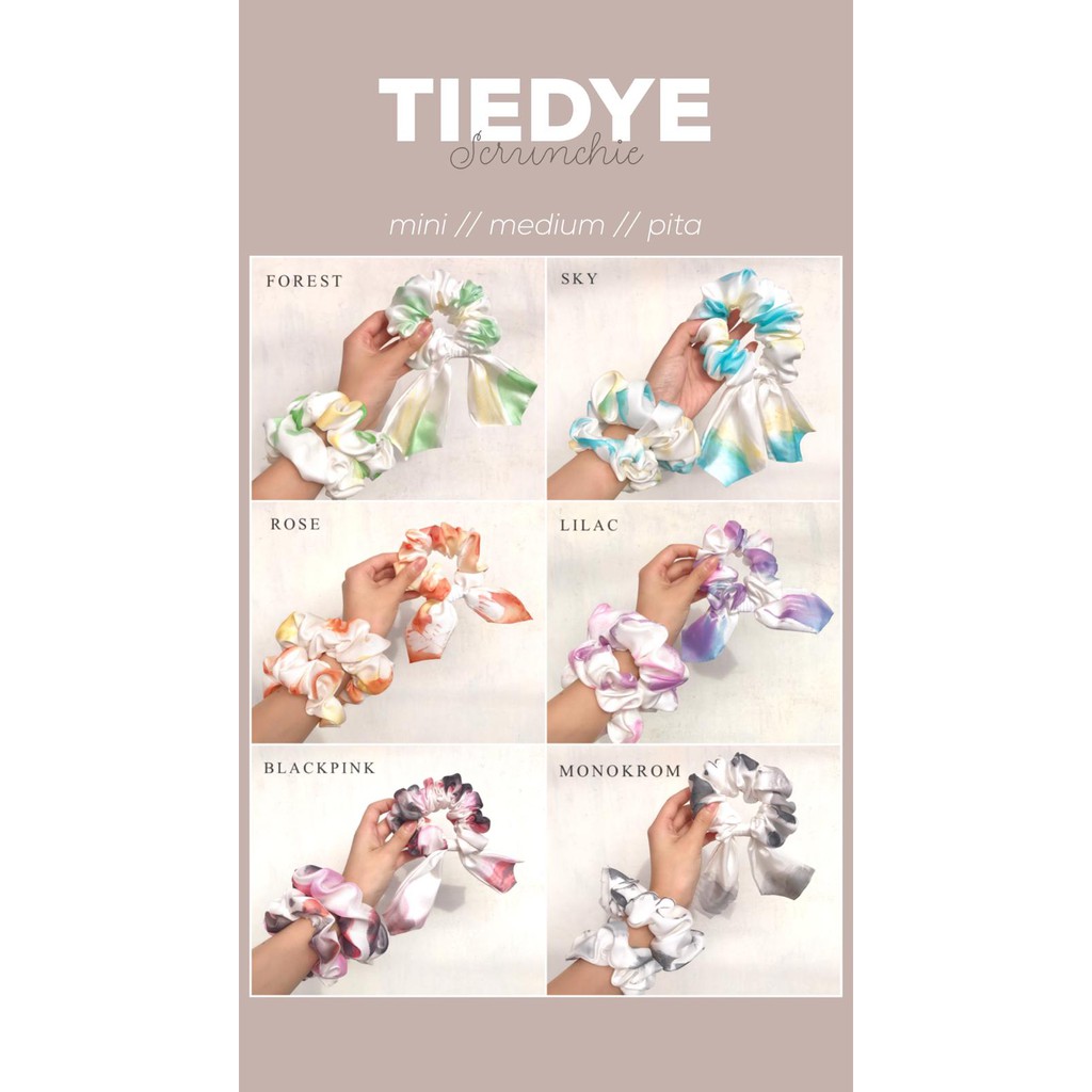 SCRUNCHIE TIEDYE - Ikat Rambut Kuncir Cepol Hijab Satin Cemol Jilbab Kunciran Tie Dye Ikat Celup