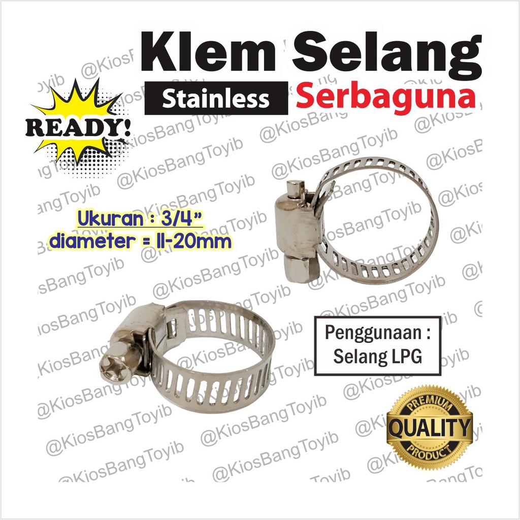 Klem Selang/Hose Clamp Stainless 1/2&quot; 5/8&quot; 3/4&quot; 7/8&quot; 1 3/4&quot; (𝐓𝐚𝐧𝐩𝐚 𝐊𝐮𝐩𝐢𝐧𝐠𝐚𝐧)