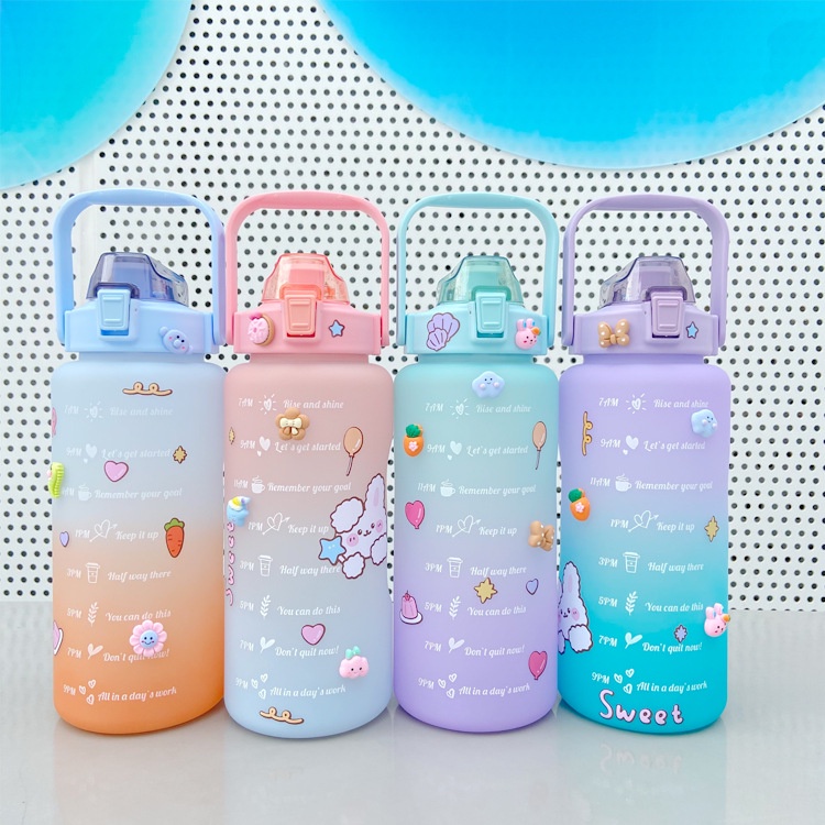 Botol Minum Lucu Korea Ukuran 2 Liter - Botol Minum Anak Sedotan bpa Free - Botol Minum Viral Tiktok