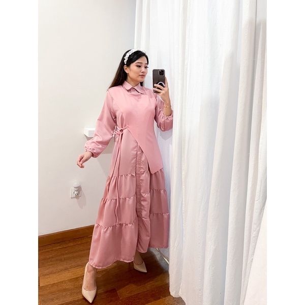 Vanesha Margaretta - 676# Maxi Adela 2in1 Busui Friendly / Kemeja Dress Rempel