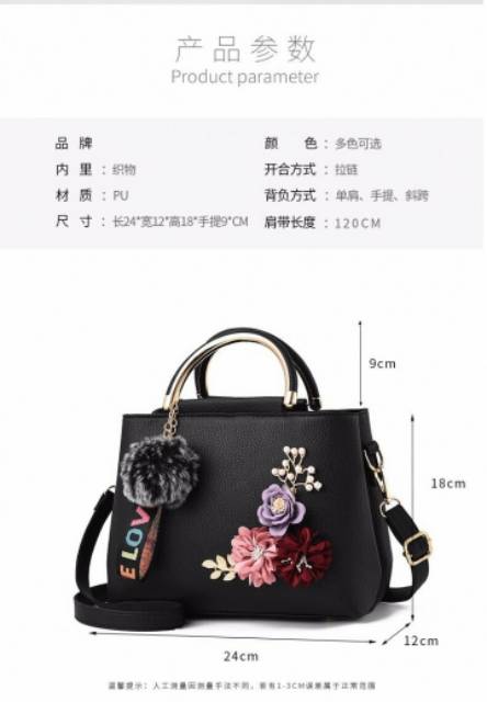 GT 1501 GI 8859 RISCE Tas handbag BUNGA import wanita cewek perempuaN JAKARTA free gantungan EL 248