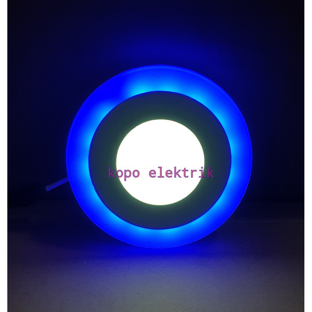 Lampu Downlight LED panel Putih Ring Biru 3+3 watt