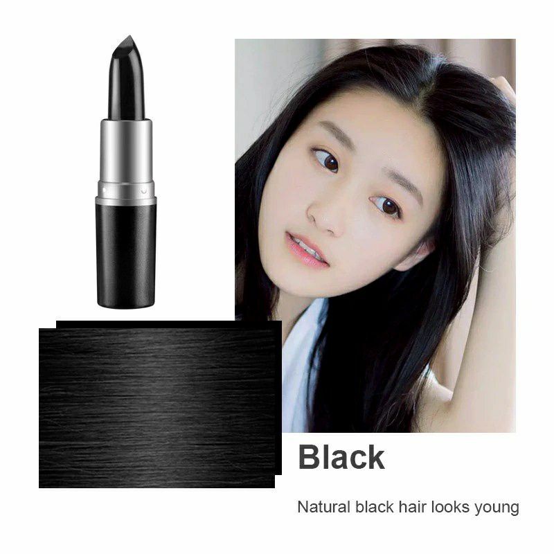 Lipstik Uban Cat Rambut Mini Hitam Semir Uban Lipstick Bright Hair Color Pen Hairstick