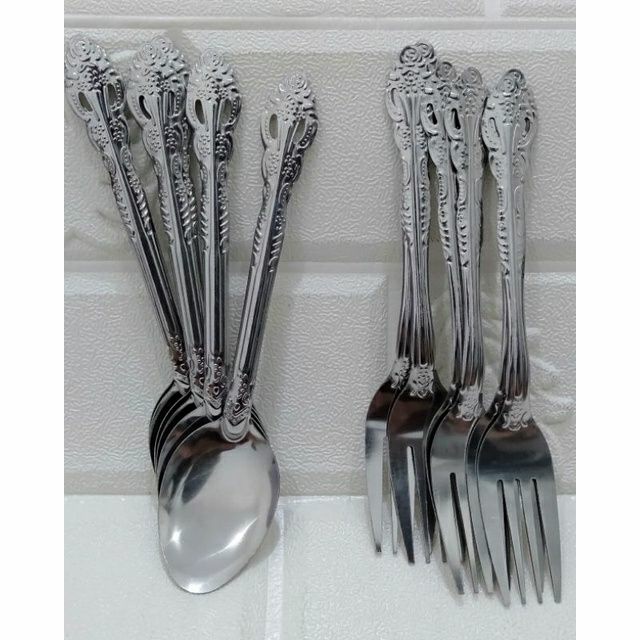 SENDOK GARPU WAYANG 12 PCS TEBAL - SENDOK MAKAN WAYANG STAINLESS STEEL - SENDOK TEBEL TIDAK BENGKOK