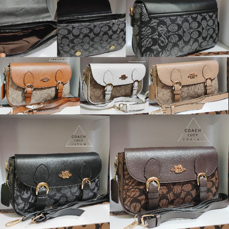 BARU /// TAS CO4CH LUCY CROSSBODY CORNER ZIP WRISLET IN SIGNATURE CANVAS 5 VARIAN UK 24x15x7