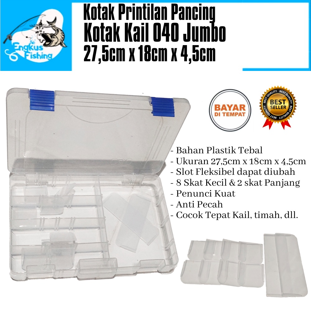 Kotak Kail Pancing 040 Jumbo Skat Slot Fleksibel diubah (27,5cmx18cm) Murah - Engkus Fishing