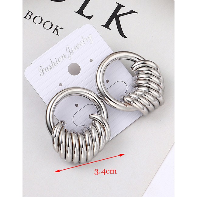 LRC Anting Tusuk Fashion K Cylinder Hollow Earrings Y61830