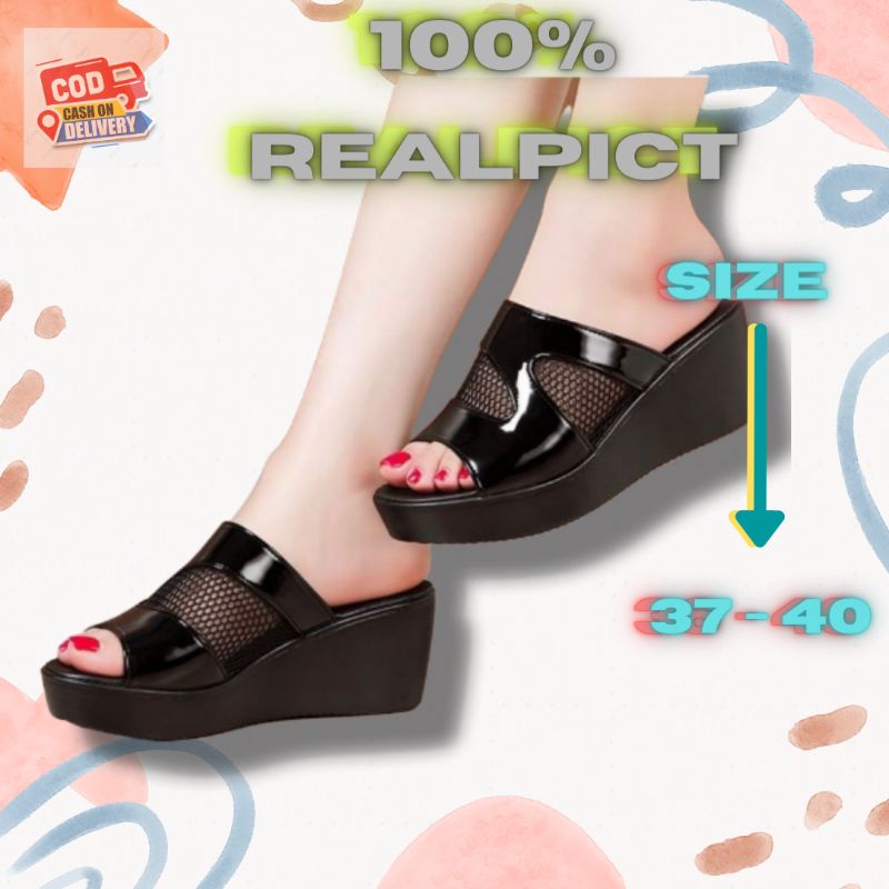 Af 48 Sandal - Sendal Wedges Wadges Wegdes Wages Wejes Weges Tinggi Pesta Kondangan Wisuda Fashion W