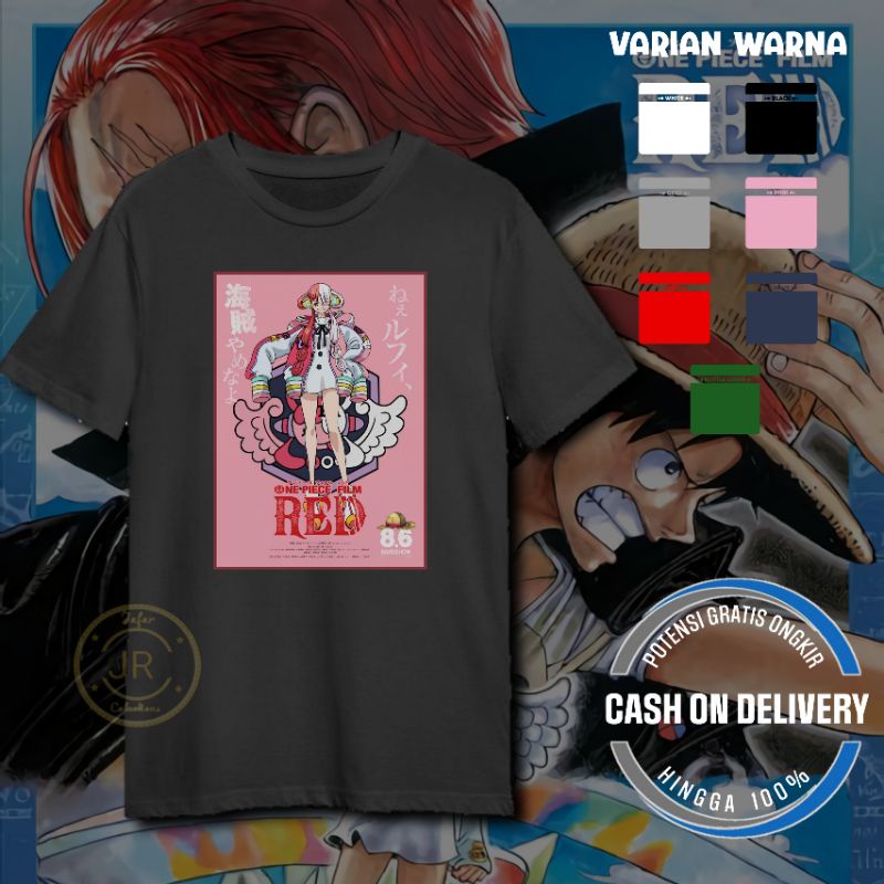 Baju kaos dewasa katun one piece movie red viral/murah/pendek/COD / Kaos dewasa one piece red unisex