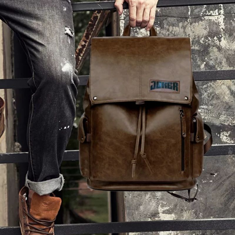 ABSOLUTE Klub New Arrival - Tas Ransel Kulit PU Backpack Up to 15 inc - Tas Pria Tas Ransel Sekolah