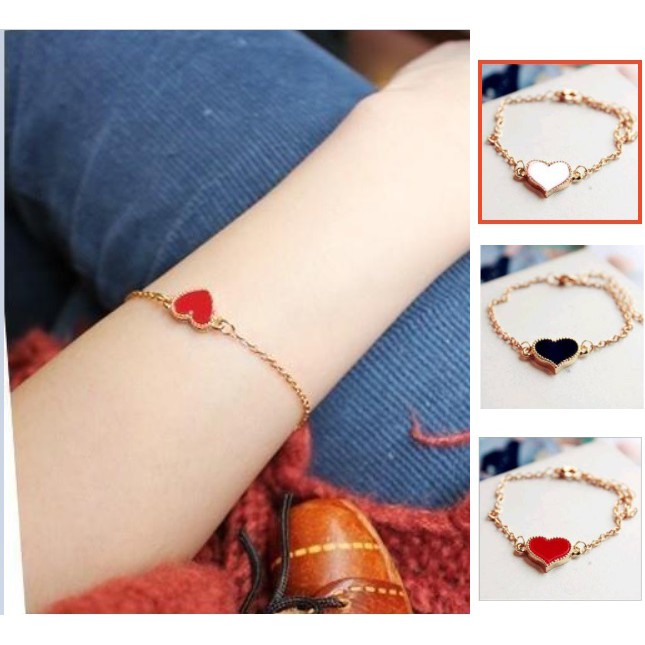 Gelang Rantai Tangan Wanita HATI Fashion Korea Motif Bracelet Bangle Gadis Aksesoris Perhiasan Cewe