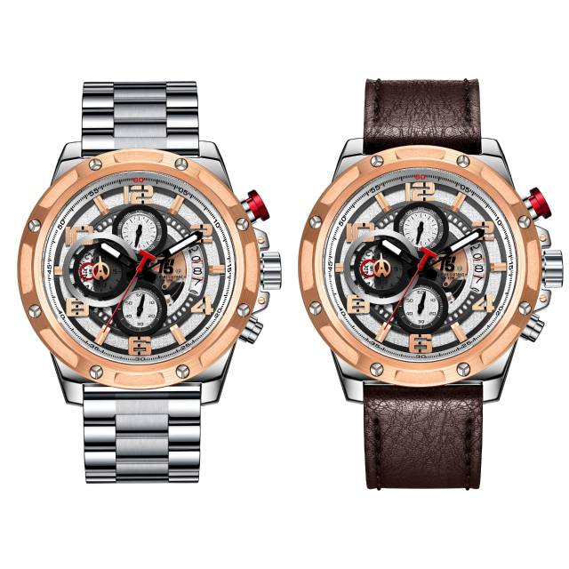 T5 H 3706 Set Rantai Kulit Chrono Original