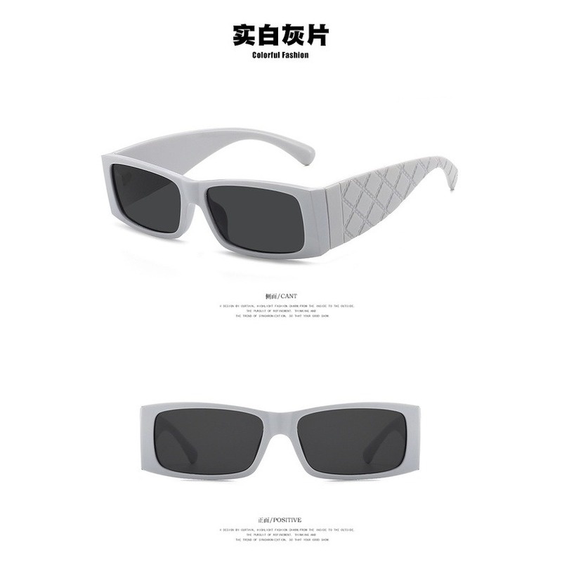 (YUZHU) COD Gaya Barat Rectangle Rhombus Temple Sunglasses untuk Wanita/Pria Nuansa Sempit Kecil untuk Wanita