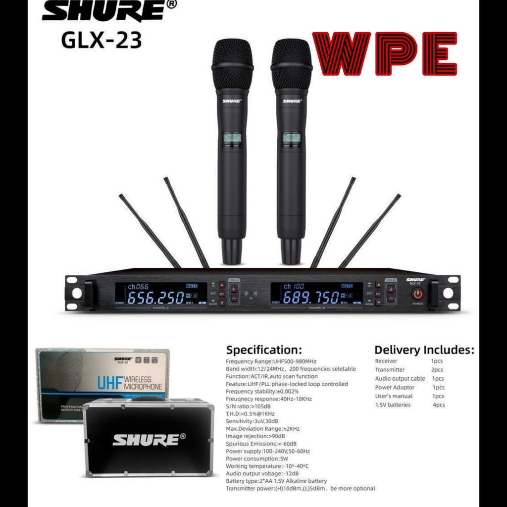 Mic Wireless Shure GLX 23 Mic Handheld/Pegang GLX23