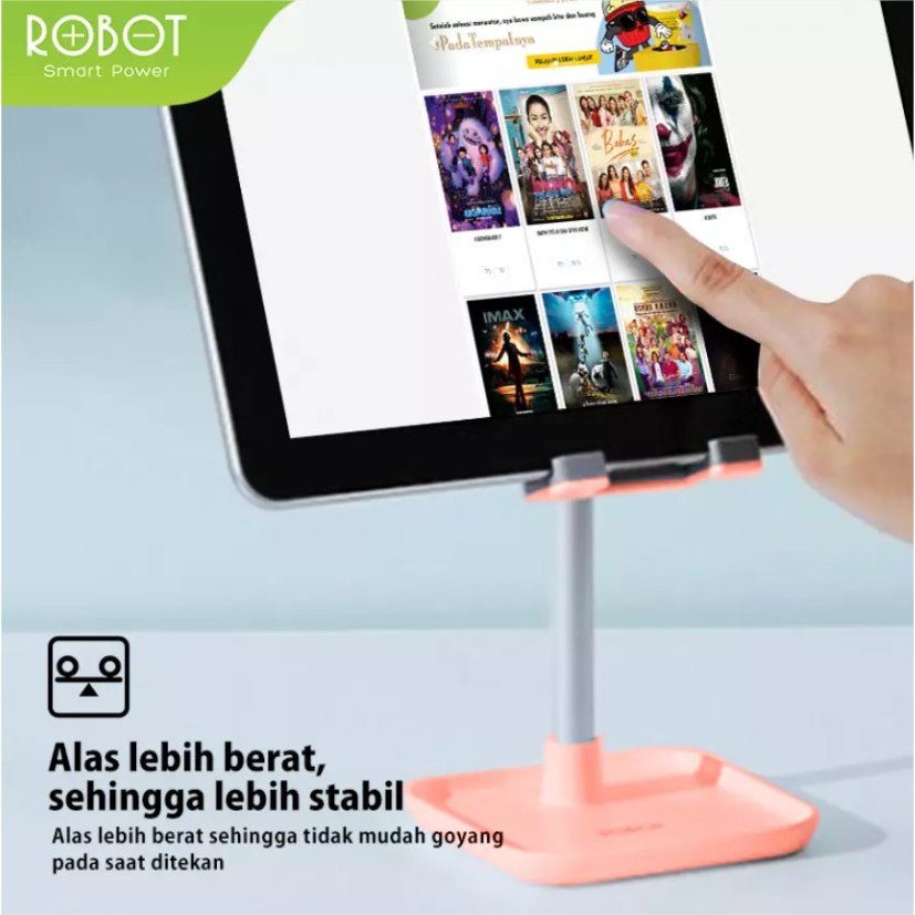 ROBOT RT-US04 PHONE HOLDER TABLE RT US04 FOLDABLE SMARTPHONE STAND HP IPAD ALLUMUNIUM ALLOY