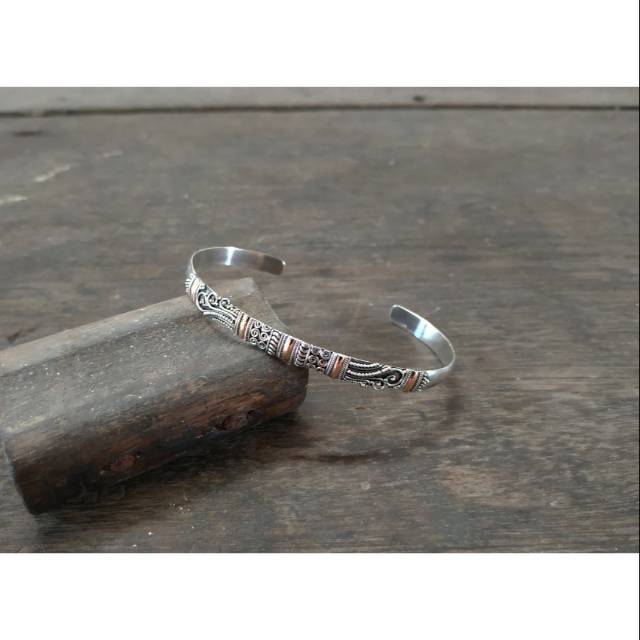 Gelang Perak Bangle 925 kombinasi emas 18k