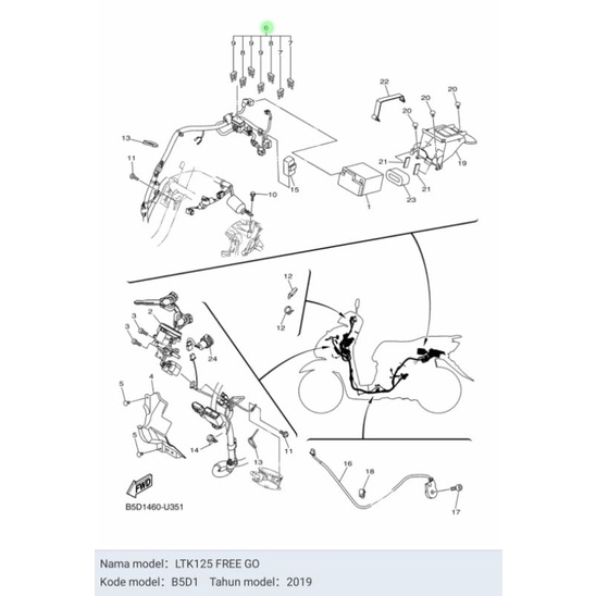 WIRE HARNESS KABEL BODY BODI FREEGO FREE GO NON KEYLESS ( TANPA REMOTE ) ASLI ORI YAMAHA B5D H2590 05