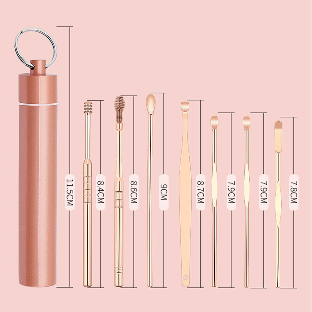 【COD Tangding】7pcs/set Stainless Steel Earscoop Set Earscoop Earwax Earpick Tool Receiver Portable