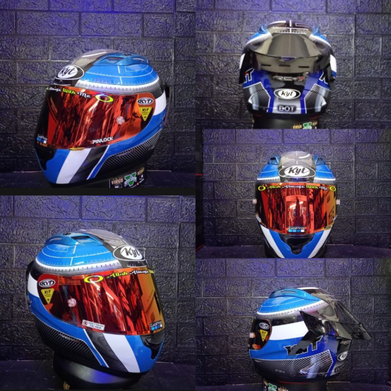 KYT HELM RC7#12 BLACK  BLUE  WHITE PAKET GANTENG SNI DOT