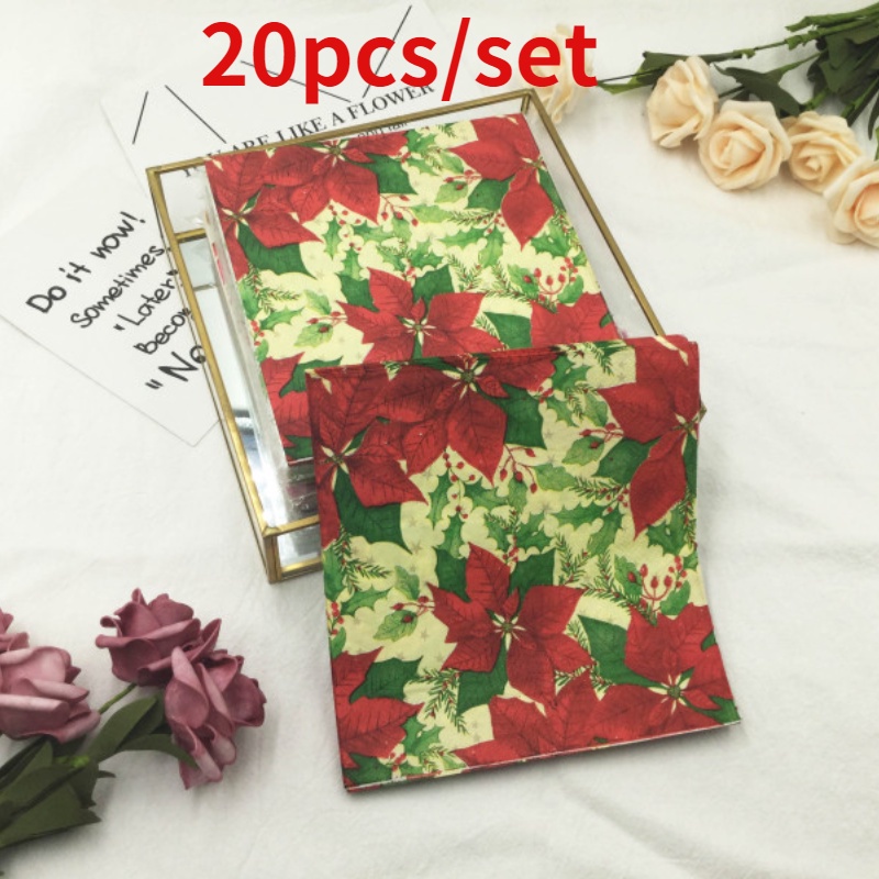 20pcs / Set Serbet Kertas Lipat Motif Print Bunga / Daun Warna-Warni Untuk Hotel / Pesta Pernikahan