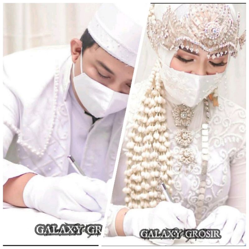 [12pcs] Sarung tangan putih hitam pengantin pria wanita wedding nikah paskib prokes touchscreen