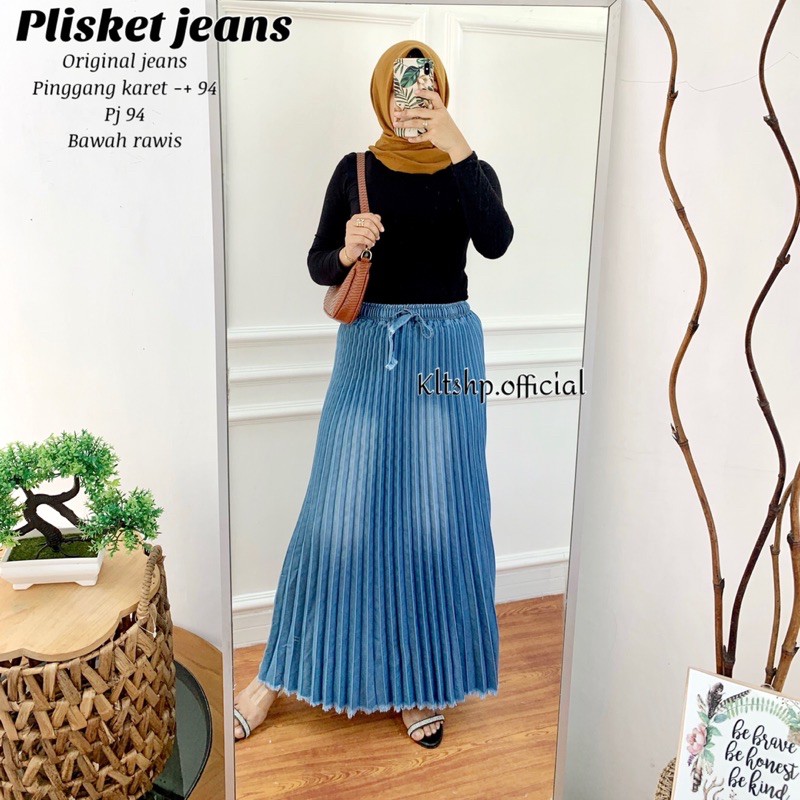ROK PLISKET JEANS / PLEATED JEANS / ROK PLISKET BAHAN JEANS