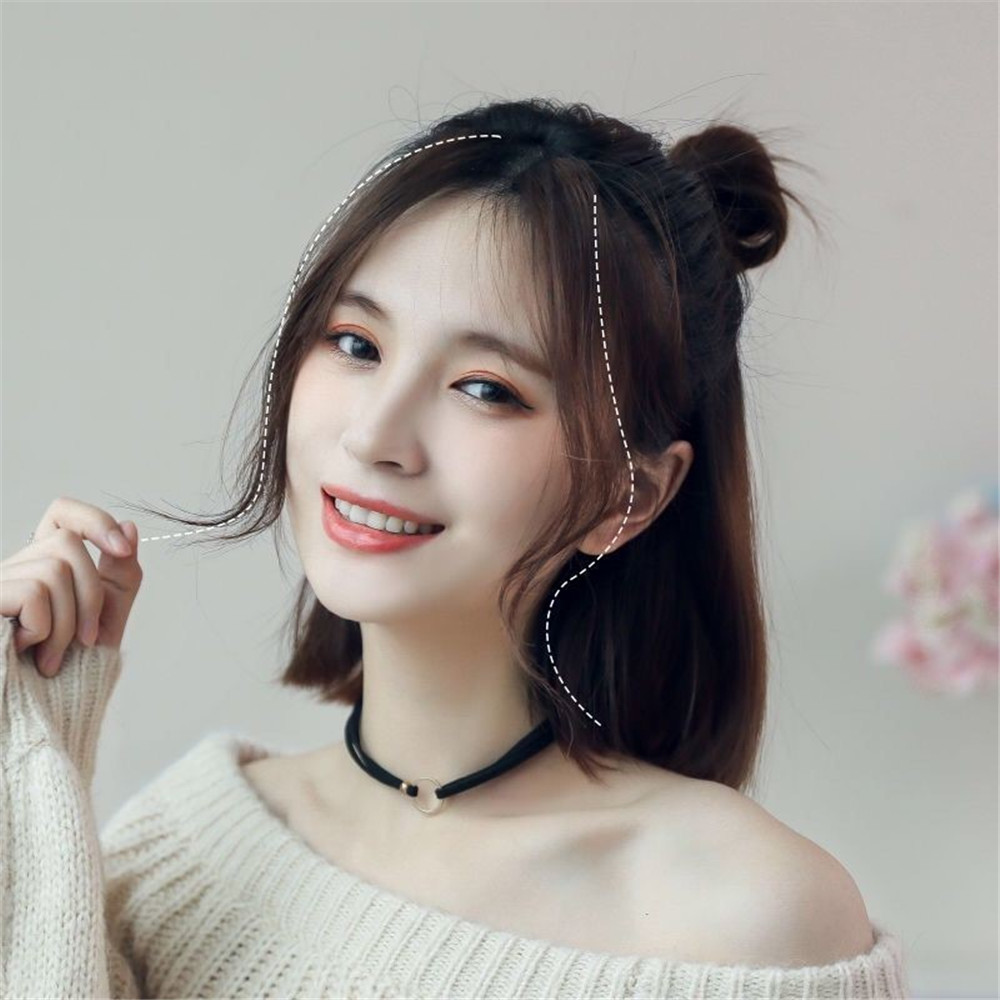 1 Pasang Wig Poni Rambut Model Naga Whisk Influencer Sisi Ganda