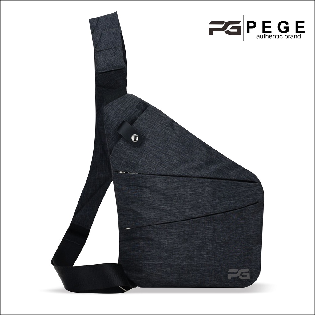 Tas Selempang Bahu PEGE CrossbodyBag Korea Style Bisa Dipakai Sebagai Tas Dada Model Polos Hitam - PG 8912