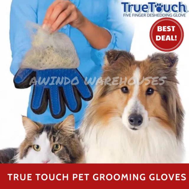 TRUE TOUCH - Sarung Tangan Sisir Bulu Kucing Anjing Kelinci Pet Grooming Deshedding Glove