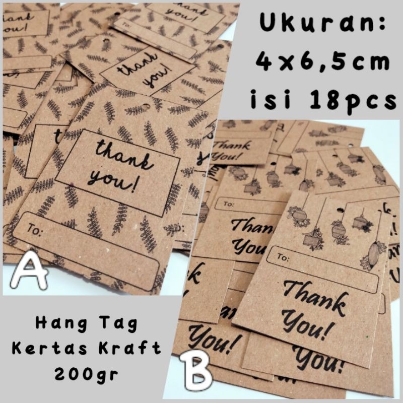 

[ISI 18PCS] HANG TAG THANK YOU KERTAS KRAFT TEBAL UKURAN 4x6,5cm MURAH RAPI