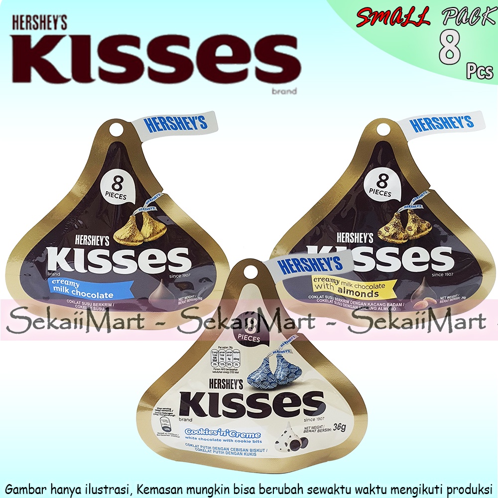 

HERSHEY'S KISSES Small Pack isi 8 pcs All Variant - HERSHEYS Kiss Cokelat Kemasan Kecil Lengkap