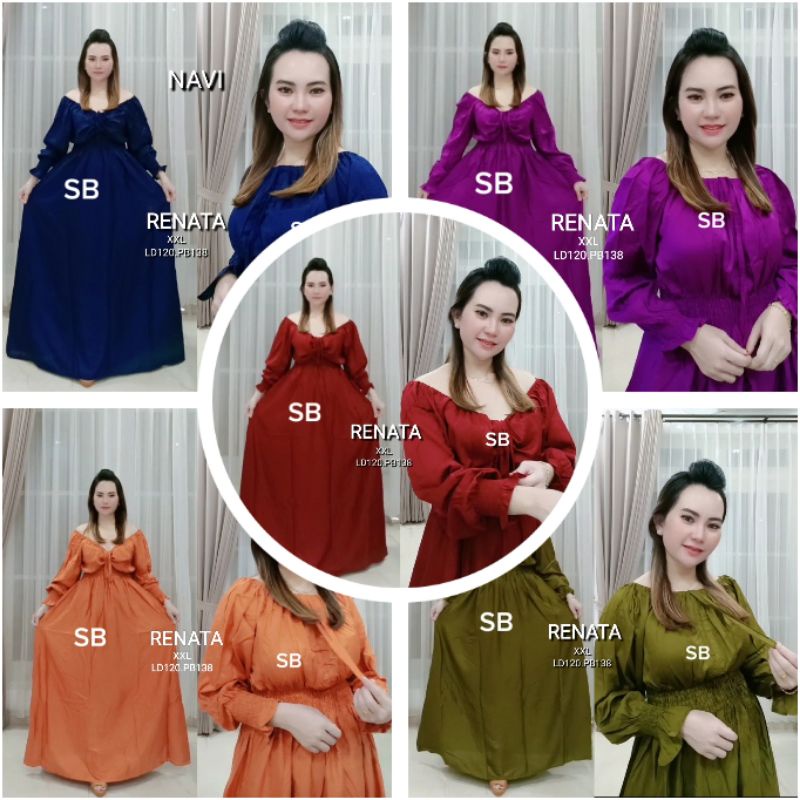 dress Renata dress serut panjang long dress jumbo
