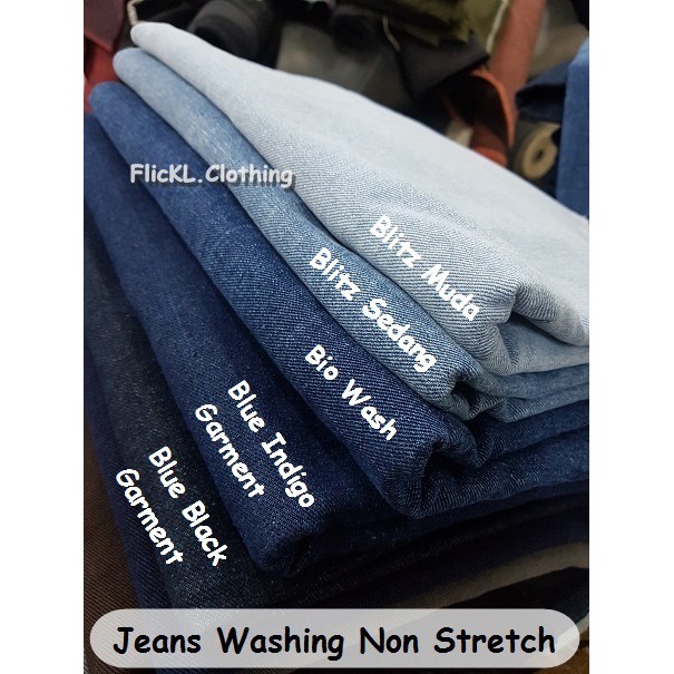 Bahan Kain Jeans Wash Non Stretch  Denim Wash Denim Washing Jeans Washing Tidak Melar Ukuran 1.25 M