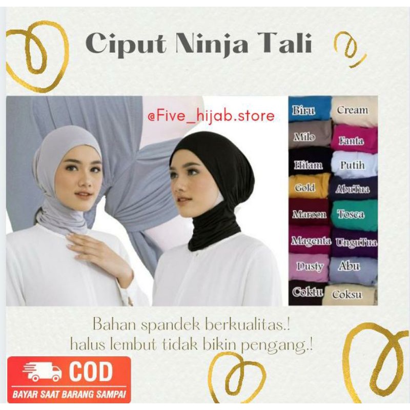Ciput Ninja Inner Hijab Instan Tali Antem Ikat Belakang Anti Pusing Jersey Premium termurah