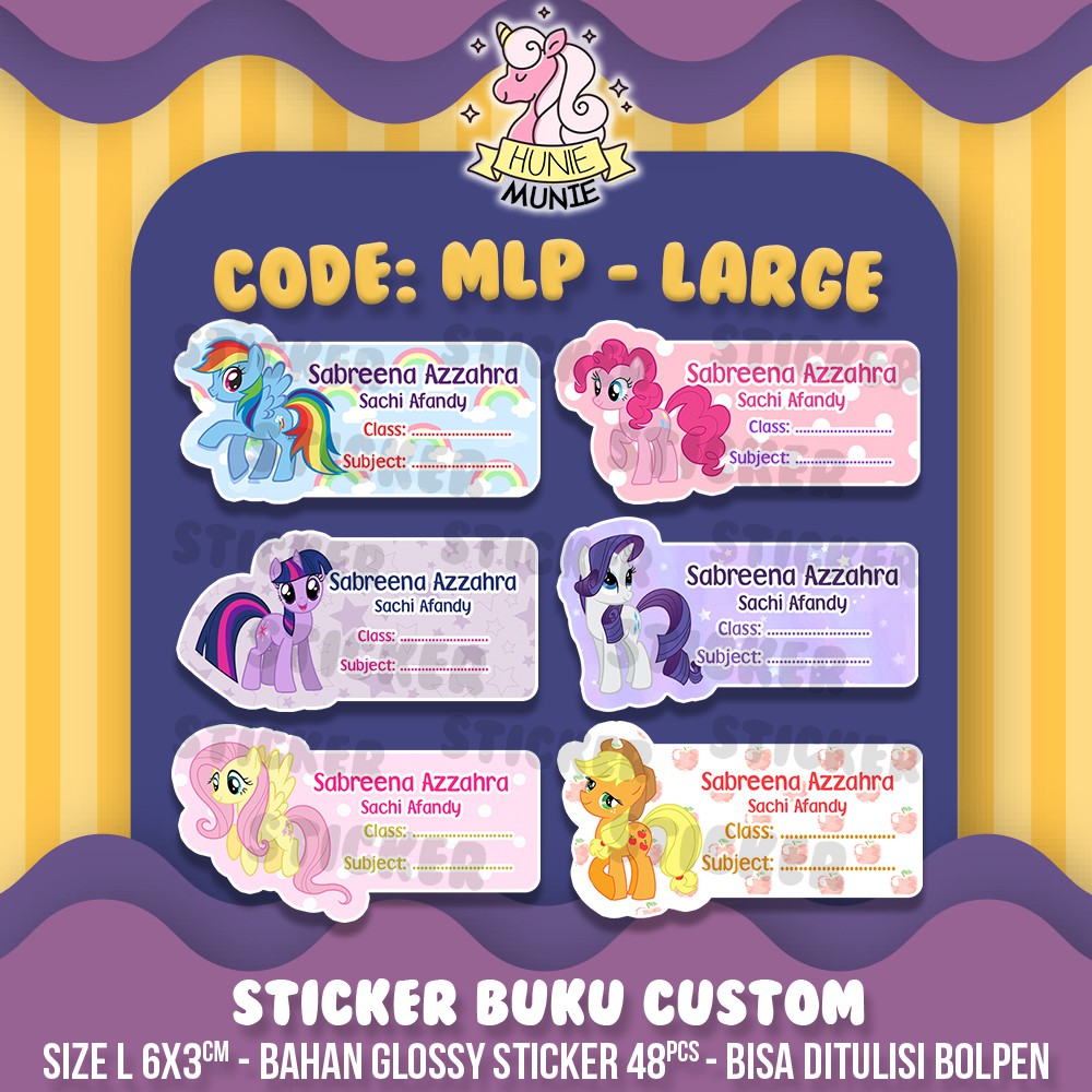 

Sticker Buku Custom (Kelas, Mapel) - My Little Pony (45pcs) Stiker Label