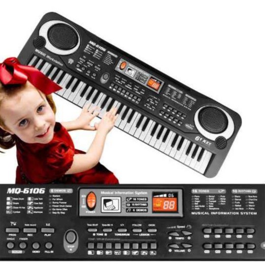 FILM & MUSIK KEYBOARD & PIANO KEYBOARD PIANO PLUS MIC DIGITAL ELEKTRIK 61 KEY ALAT MUSIK ANAK-ANAK