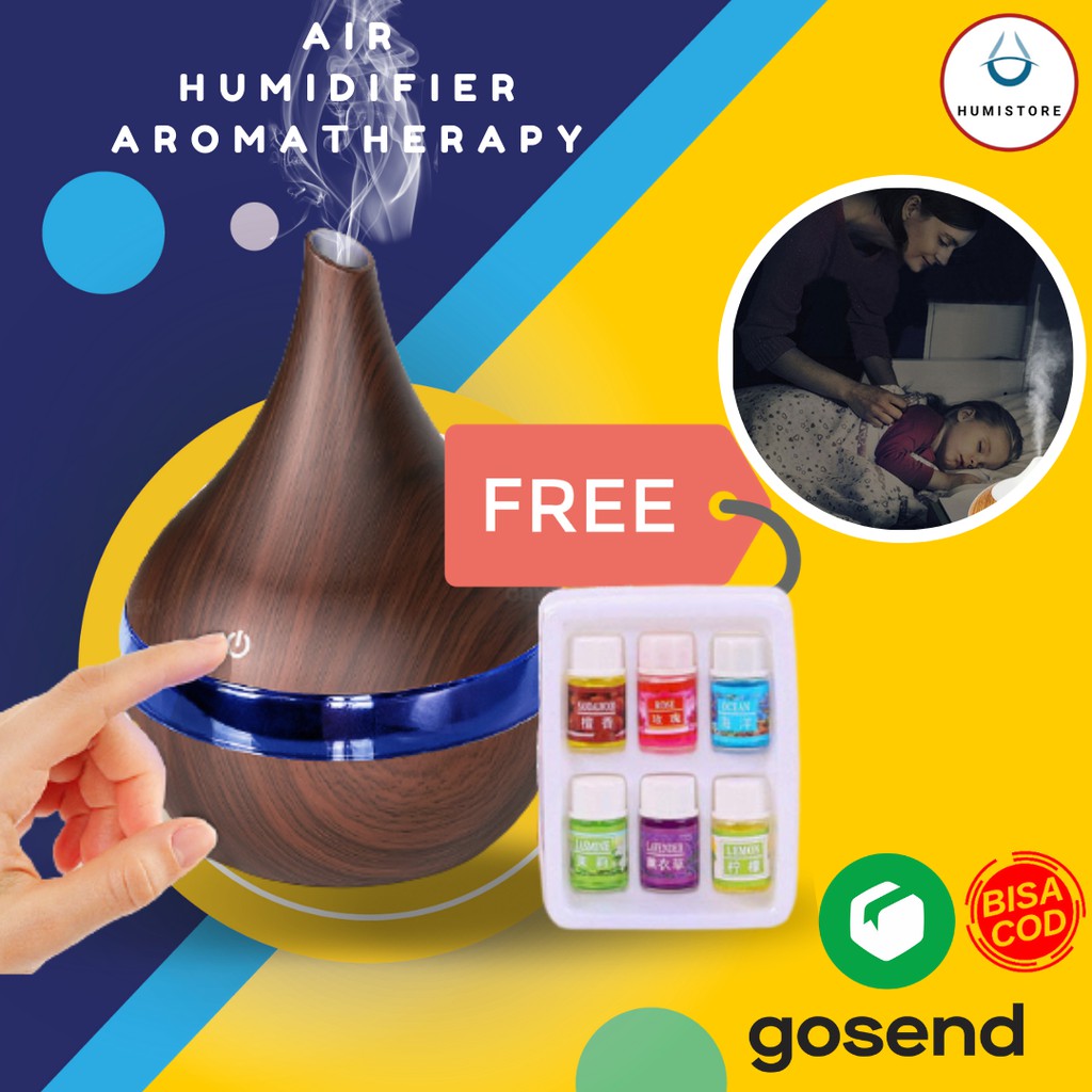 Humidifier Ultrasonic  Aromatherapy by TAFFWARE-Woodgrain Brown+oil