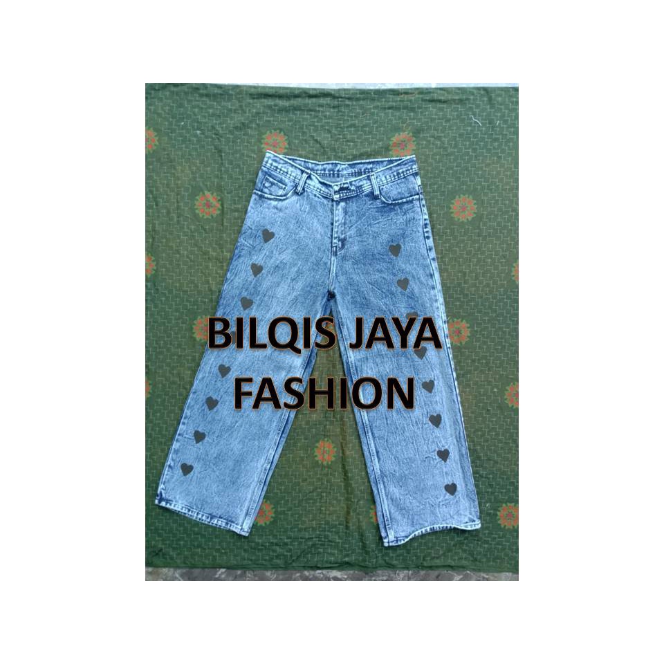 celana kulot jeans rawis tebal premium kulot rawis highwaist ukuran 27-38